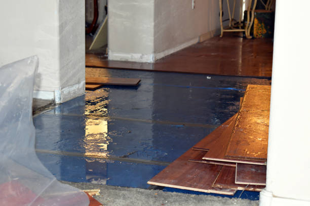 Professional Flood Damage Restoration technician working in Pulaski, WI